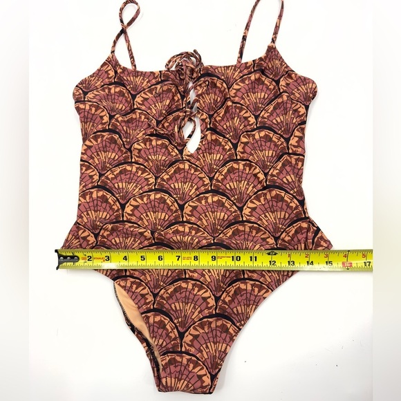 Madewell Second Wave One Piece Swimsuit Large Painted Seashells Boho Tie Front - Picture 10 of 12